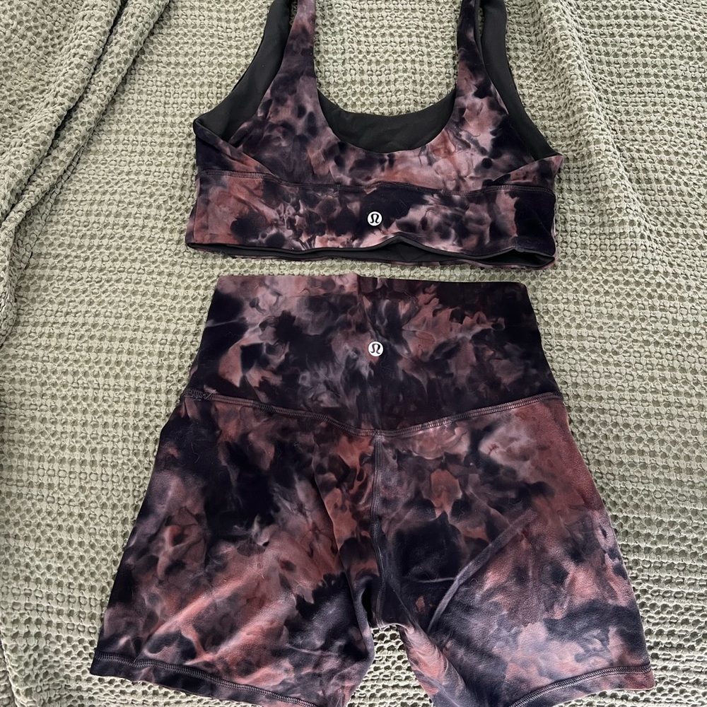 Lululemon Tie-Dye Align Reversible Sports Bra and Shorts Set